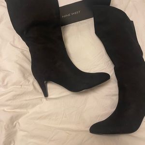 Nine West below knee boots in black suede